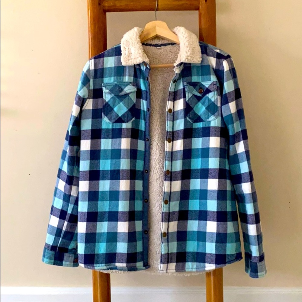 Marks & Spencer blue lumberjack Sherpa flannel